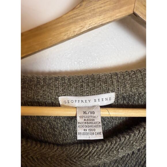 Geoffrey Beene Vintage Men’s Green Knit Sweater 100% Cotton Sz XL - Picture 4 of 4